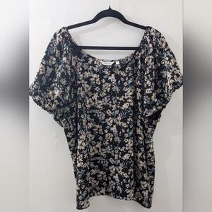 Catherines Black Floral Blouse